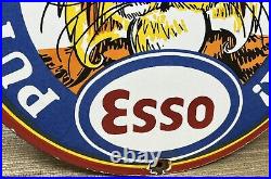 Vintage Esso Gasoline Porcelain Sign Put A Tiger In Your Tank Gas Oil Pump Plate