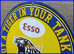 Vintage Esso Gasoline Porcelain Sign Put A Tiger In Your Tank Gas Oil Pump Plate