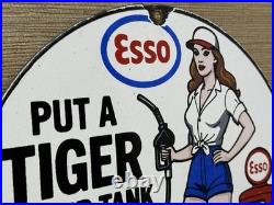 Vintage Esso Gasoline Porcelain Sign Put A Tiger In Your Tank Gas Oil Pump Plate Vintage Esso Gasoline Porcelain Sign Put A Tiger In Your Tank Gas Oil Pump Plate