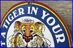 Vintage Esso Gasoline Porcelain Sign Put A Tiger In Your Tank Gas Oil Pump Plate