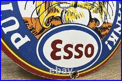 Vintage Esso Gasoline Porcelain Sign Put A Tiger In Your Tank Gas Oil Pump Plate