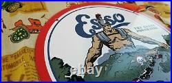 Vintage Esso Gasoline Porcelain Standard Oil Co Gas Service Station Pump Ad Sign