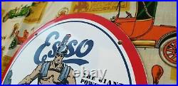 Vintage Esso Gasoline Porcelain Standard Oil Co Gas Service Station Pump Ad Sign