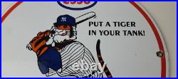 Vintage Esso Gasoline Sign Advertising Gas Pump Yankee Baseball Porcelain Sign Vintage Esso Gasoline Sign Advertising Gas Pump Yankee Baseball Porcelain Sign
