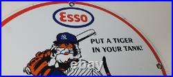 Vintage Esso Gasoline Sign Advertising Gas Pump Yankee Baseball Porcelain Sign Vintage Esso Gasoline Sign Advertising Gas Pump Yankee Baseball Porcelain Sign