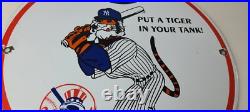 Vintage Esso Gasoline Sign Advertising Gas Pump Yankee Baseball Porcelain Sign Vintage Esso Gasoline Sign Advertising Gas Pump Yankee Baseball Porcelain Sign