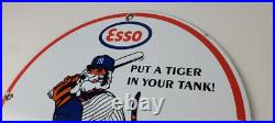 Vintage Esso Gasoline Sign Advertising Gas Pump Yankee Baseball Porcelain Sign Vintage Esso Gasoline Sign Advertising Gas Pump Yankee Baseball Porcelain Sign