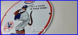 Vintage Esso Gasoline Sign Advertising Gas Pump Yankee Baseball Porcelain Sign Vintage Esso Gasoline Sign Advertising Gas Pump Yankee Baseball Porcelain Sign