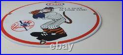 Vintage Esso Gasoline Sign Advertising Gas Pump Yankee Baseball Porcelain Sign Vintage Esso Gasoline Sign Advertising Gas Pump Yankee Baseball Porcelain Sign