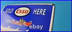 Vintage Esso Gasoline Sign Outboard Oil Sold Here Gas Service Porcelain Sign