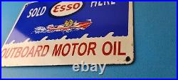 Vintage Esso Gasoline Sign Outboard Oil Sold Here Gas Service Porcelain Sign