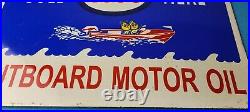 Vintage Esso Gasoline Sign Outboard Oil Sold Here Gas Service Porcelain Sign