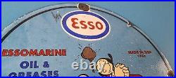 Vintage Esso Gasoline Sign Popeye Marine Gas Service Display Ad Porcelain Sign