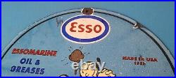 Vintage Esso Gasoline Sign Popeye Marine Gas Service Display Ad Porcelain Sign