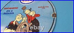 Vintage Esso Gasoline Sign Popeye Marine Gas Service Display Ad Porcelain Sign