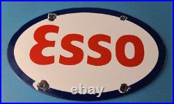 Vintage Esso Gasoline Sign Porcelain Gas Service Station Pump Motor Oil Sign