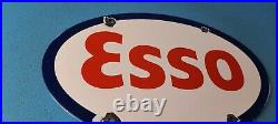 Vintage Esso Gasoline Sign Porcelain Gas Service Station Pump Motor Oil Sign