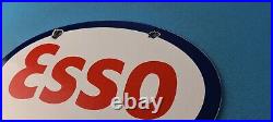 Vintage Esso Gasoline Sign Porcelain Gas Service Station Pump Motor Oil Sign