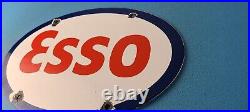 Vintage Esso Gasoline Sign Porcelain Gas Service Station Pump Motor Oil Sign