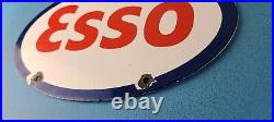 Vintage Esso Gasoline Sign Porcelain Gas Service Station Pump Motor Oil Sign