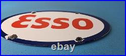 Vintage Esso Gasoline Sign Porcelain Gas Service Station Pump Motor Oil Sign