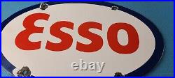 Vintage Esso Gasoline Sign Porcelain Gas Service Station Pump Motor Oil Sign