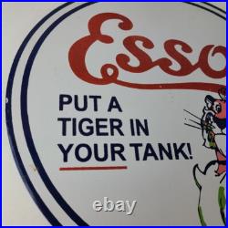 Vintage Esso Gasoline Sign Tiger Gas Station Porcelain Sign Vintage Esso Gasoline Sign Tiger Gas Station Porcelain Sign