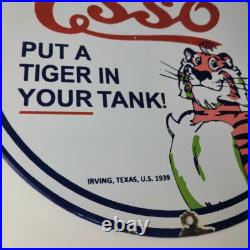 Vintage Esso Gasoline Sign Tiger Gas Station Porcelain Sign Vintage Esso Gasoline Sign Tiger Gas Station Porcelain Sign