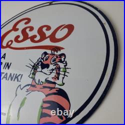 Vintage Esso Gasoline Sign Tiger Gas Station Porcelain Sign Vintage Esso Gasoline Sign Tiger Gas Station Porcelain Sign