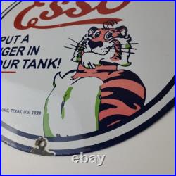 Vintage Esso Gasoline Sign Tiger Gas Station Porcelain Sign Vintage Esso Gasoline Sign Tiger Gas Station Porcelain Sign