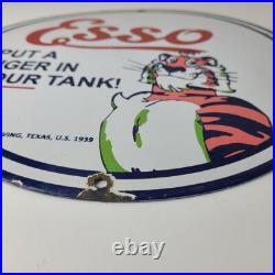 Vintage Esso Gasoline Sign Tiger Gas Station Porcelain Sign Vintage Esso Gasoline Sign Tiger Gas Station Porcelain Sign