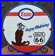 Vintage Esso Happy Motoring Route 66 Porcelain Enamel 1964 Gas Oil Pump Sign