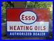 Vintage Esso Heating Oils Porcelain Enamel Gas Pump Sign 12 X 8