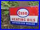 Vintage Esso Heating Oils Porcelain Gas Station Sign, Authorized Dealer 12 X 8
