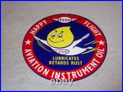 Vintage Esso Oil Drop Boy? Airplane Aviation Porcelain Metal Gasoline Oil Sign