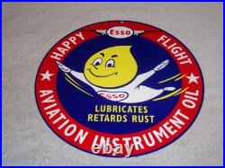 Vintage Esso Oil Drop Boy? Airplane Aviation Porcelain Metal Gasoline Oil Sign