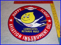 Vintage Esso Oil Drop Boy? Airplane Aviation Porcelain Metal Gasoline Oil Sign