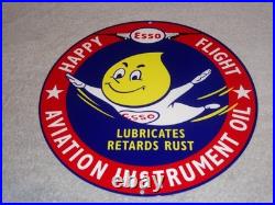 Vintage Esso Oil Drop Boy? Airplane Aviation Porcelain Metal Gasoline Oil Sign