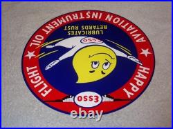 Vintage Esso Oil Drop Boy? Airplane Aviation Porcelain Metal Gasoline Oil Sign