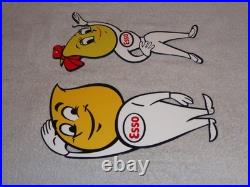 Vintage Esso Oil Drop Boy & Girl Pair 12 Metal Gasoline Oil Advertising Sign 2 Vintage Esso Oil Drop Boy & Girl Pair 12 Metal Gasoline Oil Advertising Sign 2