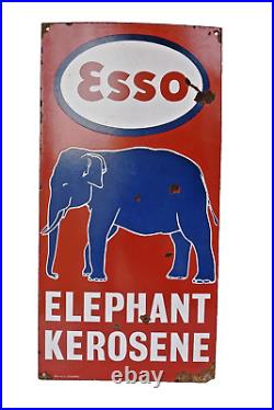 Vintage Esso Oil Porcelain Enamel Sign Board Elephant Kerosene Advertising Coll