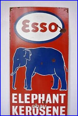 Vintage Esso Oil Porcelain Enamel Sign Board Elephant Kerosene Advertising Coll