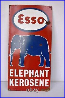 Vintage Esso Oil Porcelain Enamel Sign Board Elephant Kerosene Advertising Coll