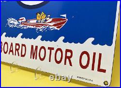 Vintage Esso Outboard Motor Oil Porcelain Sign Marine Gas Station Pump Plate
