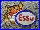 Vintage Esso Porcelain Sign Gasoine Station Pump Advertising Oil Tiger Garage