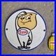Vintage Esso Stand Blue Old Us Gasoline Oil Gas Pump Enamel Porcelain Sign