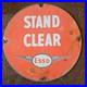 Vintage Esso Stand Clear Old Us Gasoline Oil Gas Pump Enamel Porcelain Sign