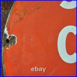 Vintage Esso Stand Clear Old Us Gasoline Oil Gas Pump Enamel Porcelain Sign
