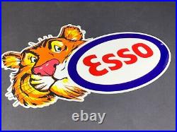 Vintage Esso Tiger Gasoline Die-cut Metal Advertising 12 Gas & Oil Display Sign