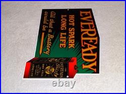 Vintage Eveready Dry Cell Battery Hot Spark Long Life 1' Metal Gasoline Oil Sign